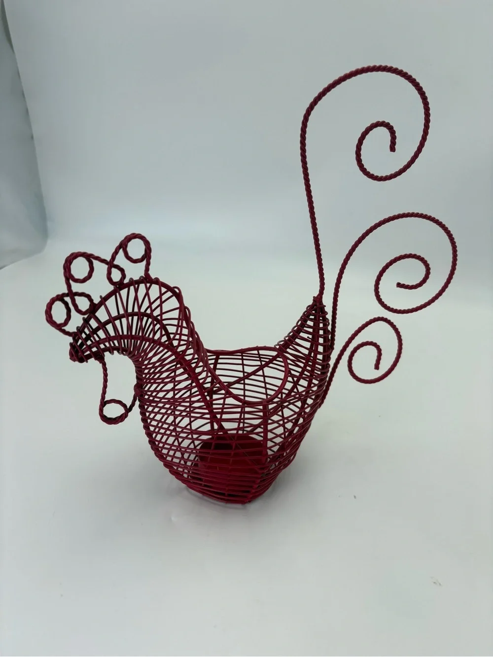 Red Wire Rooster Egg Basket